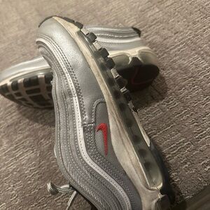 Nike Air Max 97 Metallic Gray with Red Accents